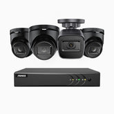 EL200 - 1080p 8 Channel Outdoor Wired Security CCTV System with 1 Bullet & 3 Turret Cameras, 3.6 MM Lens, Smart DVR with Human & Vehicle Detection, 66 ft Infrared Night Vision, 4-in-1 Output Signal, IP67